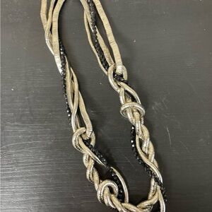 Elegant Black and Gold Braided Necklace